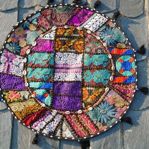 Large floor cushion - meditation cushion 24-30 " | round floor pillow cover - boho, hippie decor | Indian floor seating | Cover only image 11