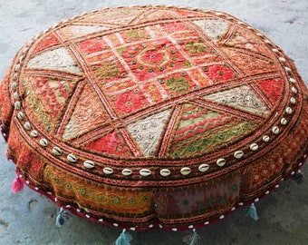 Round floor pillow "Bohemian Masala" meditation cushion Cover | Indian floor seating - boho floor cushion seating | Hippie Yoga pillow Cover