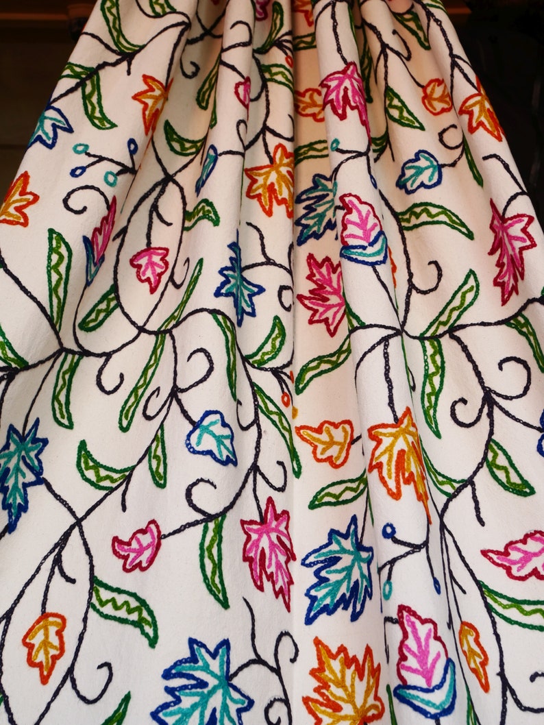 Hand Embroidered Fabric by the Yard Kashmiri Crewel Curtain Etsy
