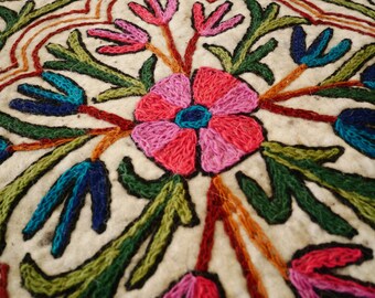 フロアマット - 瞑想マット - 小さな手織りフェルト刺繍ラグ