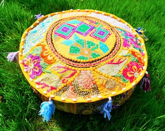 Round meditation cushion cover - Indian floor pillow - bohemian decorative, cushion throw pillow- floor seating hippie decor COVER ONLY