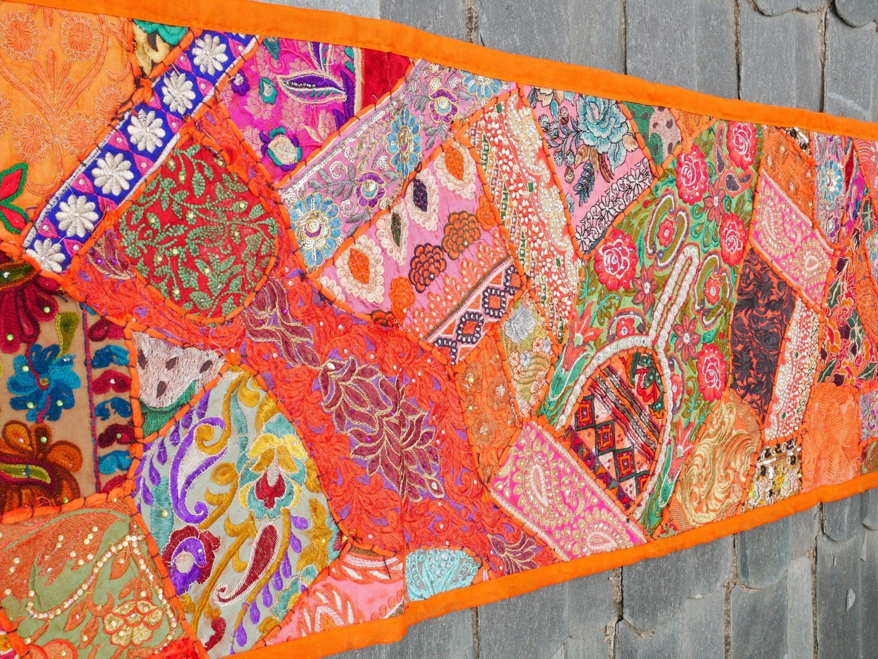 Boho Tapestry Wall Hanging Table Runner Vintage Sari Etsy