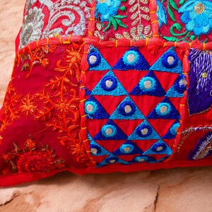 Boho cushion cover Indian throw pillow 24x16 colorful, decorative pillow case for bohemian decor | patchwork pillow hippie cushion COVER image 17