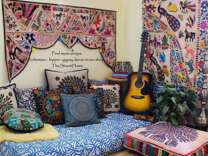 Gypsy Throw Hippie Decor Bohemian Home Decor Boho Throw Indian Bedding Set Indian Patchwork Quilt Embroidered Bedspread Bohemian Bedding Bedding Blankets Throws Kientructhanhdat Com