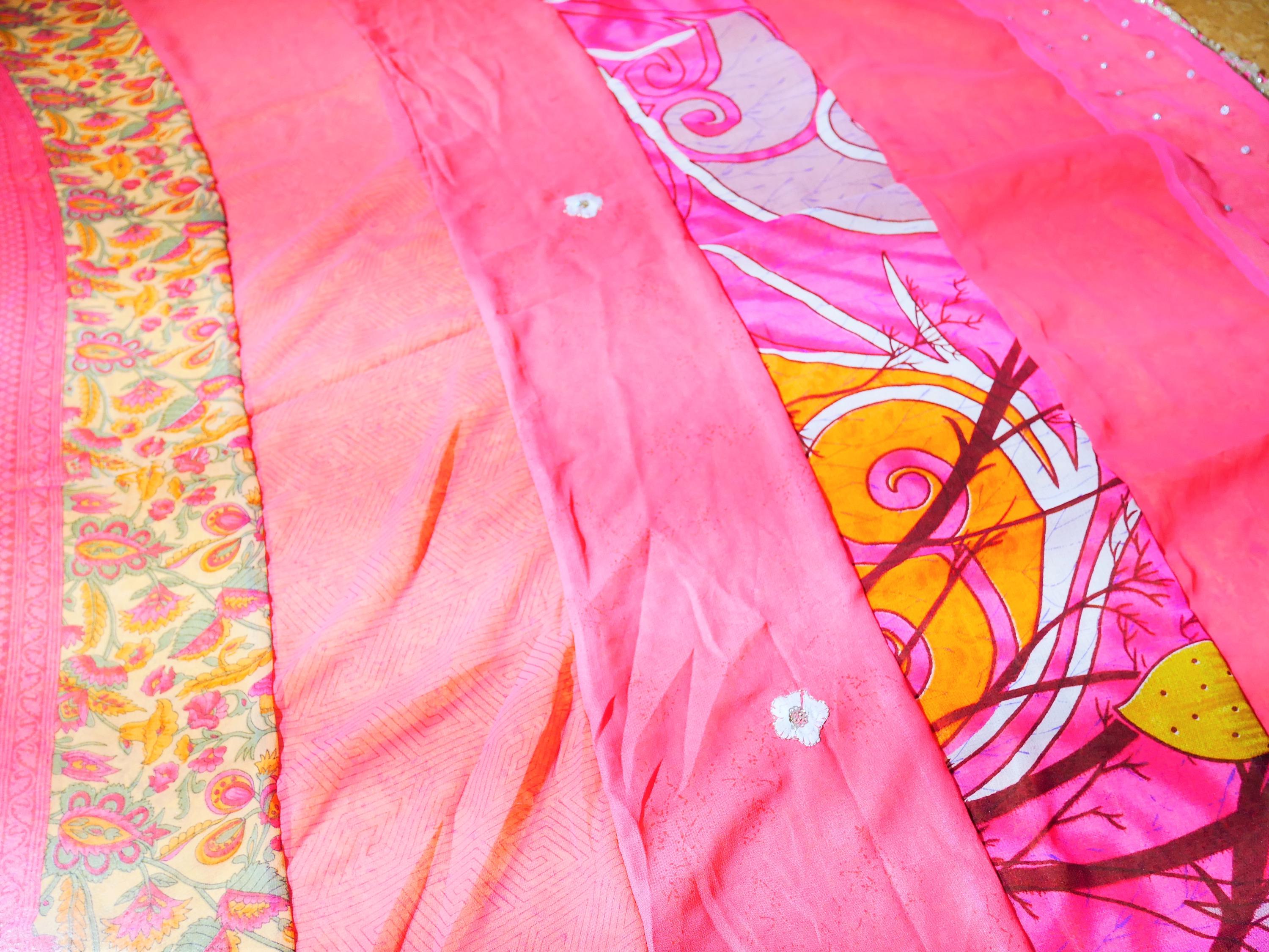 Tenda A Pannello In Sari Indiano Riciclato, Multicolore, 210x105 Cm, Con Passanti, Tenda Per Finestra, Divisorio O Baldacchino Bohémien