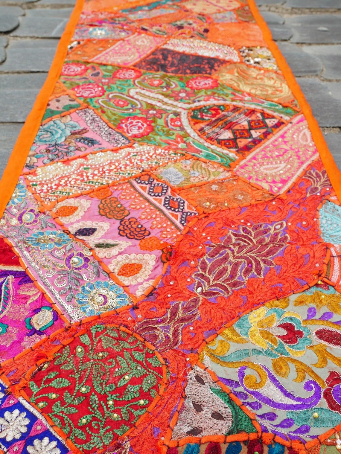 Boho Tapestry Wall Hanging Table Runner Vintage Sari Etsy