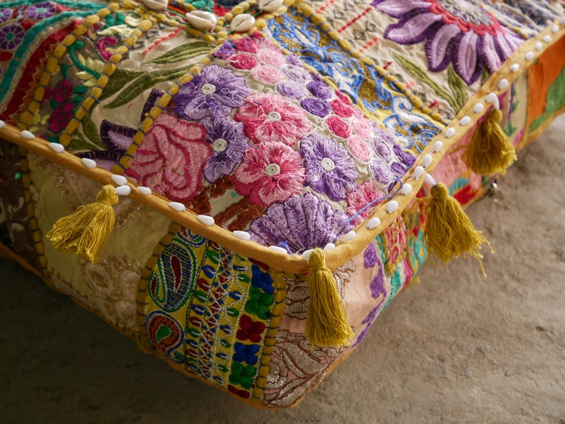 Floor Cushion - Large Floor Pillow Cover "masala" Square Pouf Cushion ...