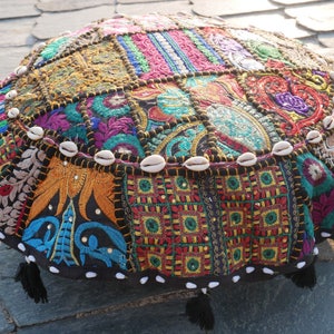 Floor cushion - black floor pillow - bohemian round cushion cover - boho meditation cushion | Indian cushion seating hippie boho decor