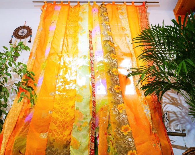 Boho Curtain Indian Saree Curtains | Handmade Patchwork Curtains for ...