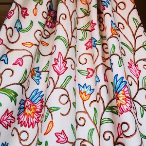 Hand embroidered fabric by the yard, home decor fabric, Kashmir crewel handmade textile, upholstery fabric, heavy weight fabric duvet cover