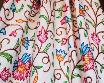 Hand embroidered fabric by the yard, home decor fabric, Kashmir crewel handmade textile, upholstery fabric, heavy weight fabric duvet cover