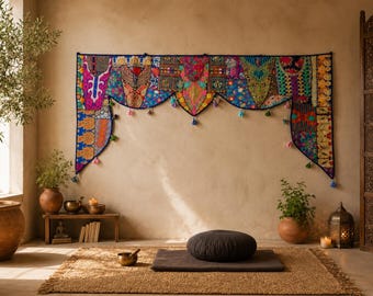 Large Indian Toran Boho Wall Tapestry | Indian Entrance Decor