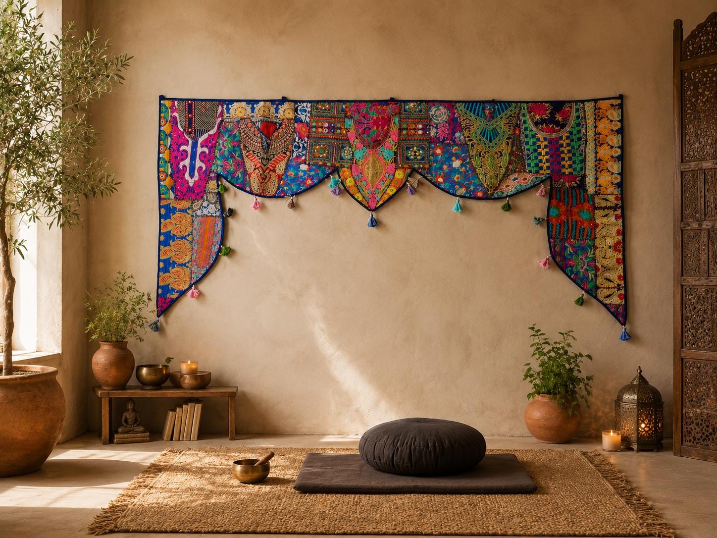Large Indian Toran Boho Wall Tapestry | Indian Entrance Decor