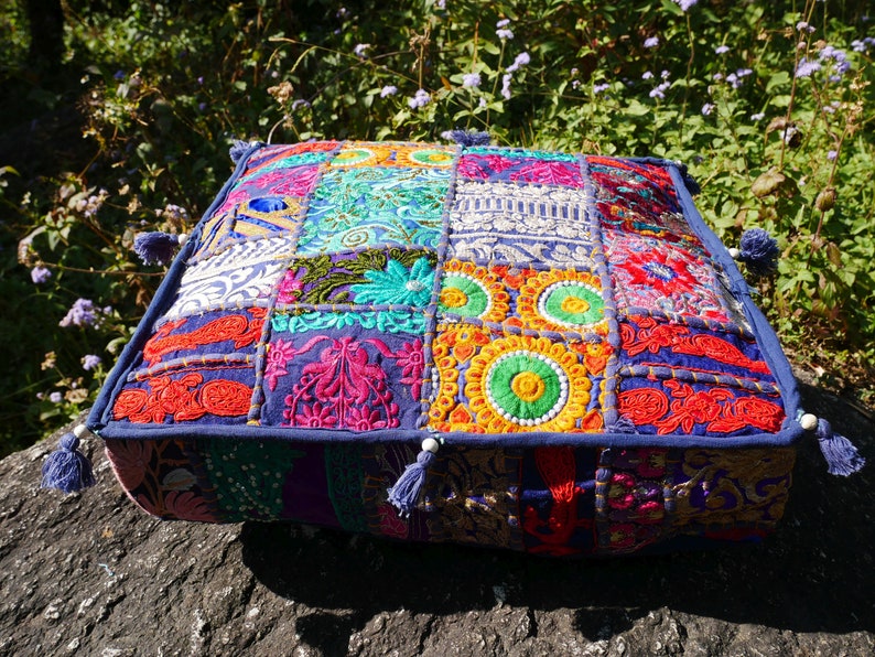 Boho Floor Pillow Blue Floor Pillow Cover Meditation Etsy