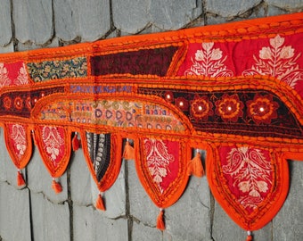 Boho valence Indian door hanging -/ colorful Toran made of patchwork saree | window decor, wall hanging, hippie van decor, bohemian tapestry