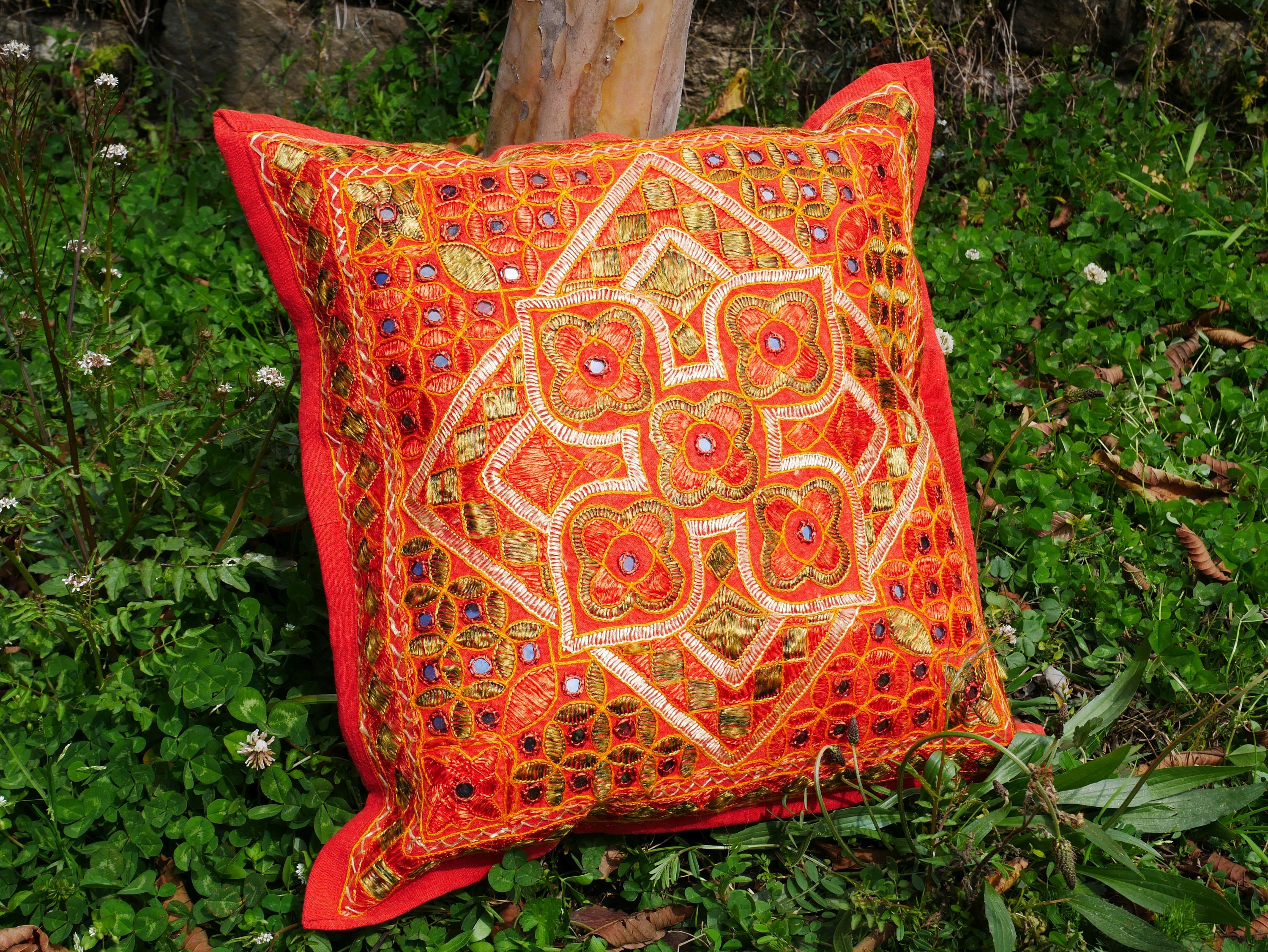 Boho Pillow Cover Indian Embroidery Cushion Decorative Etsy