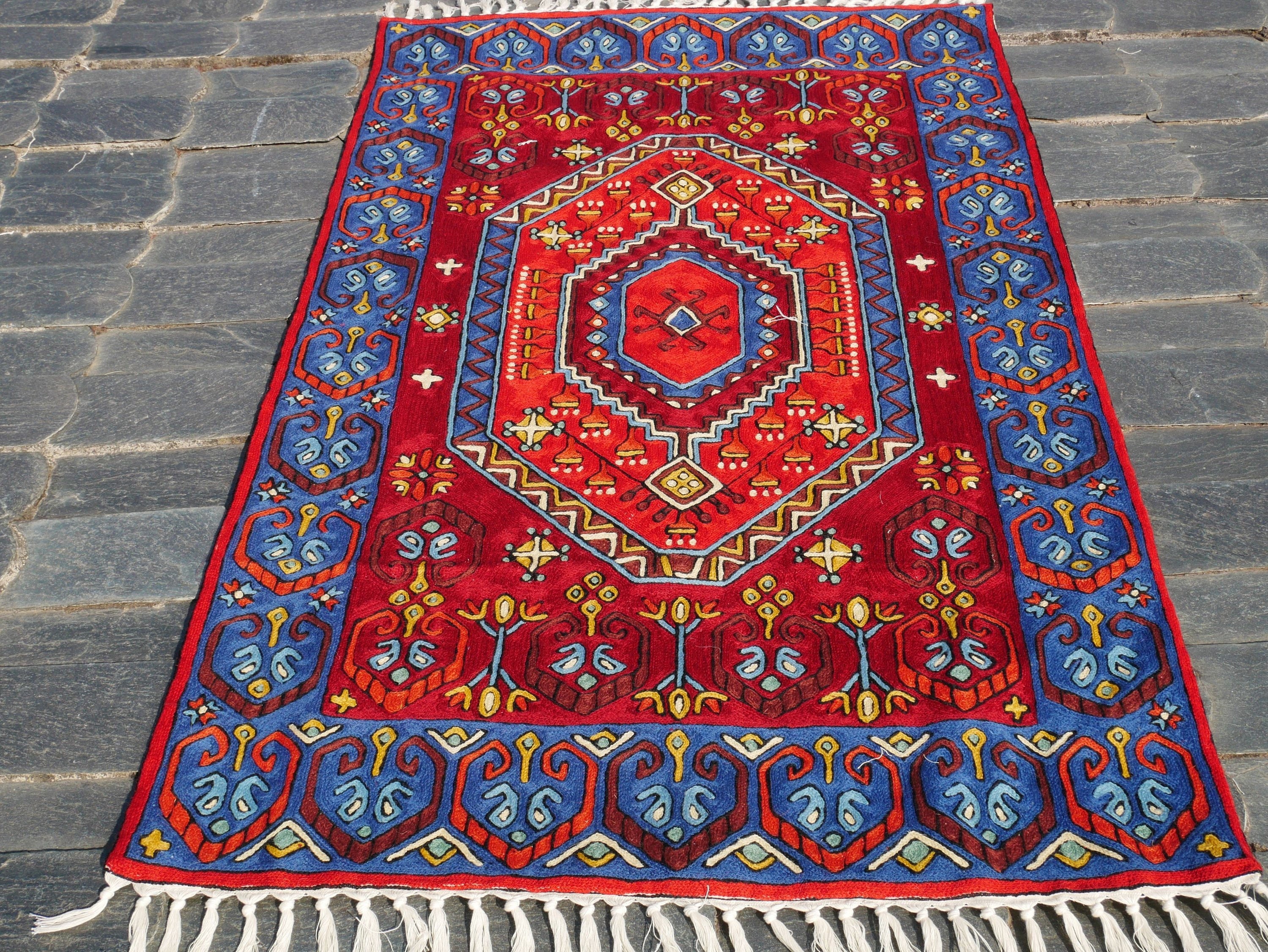 Handmade wool rug 3x5 multicolor boho accent rug Kashmir Etsy