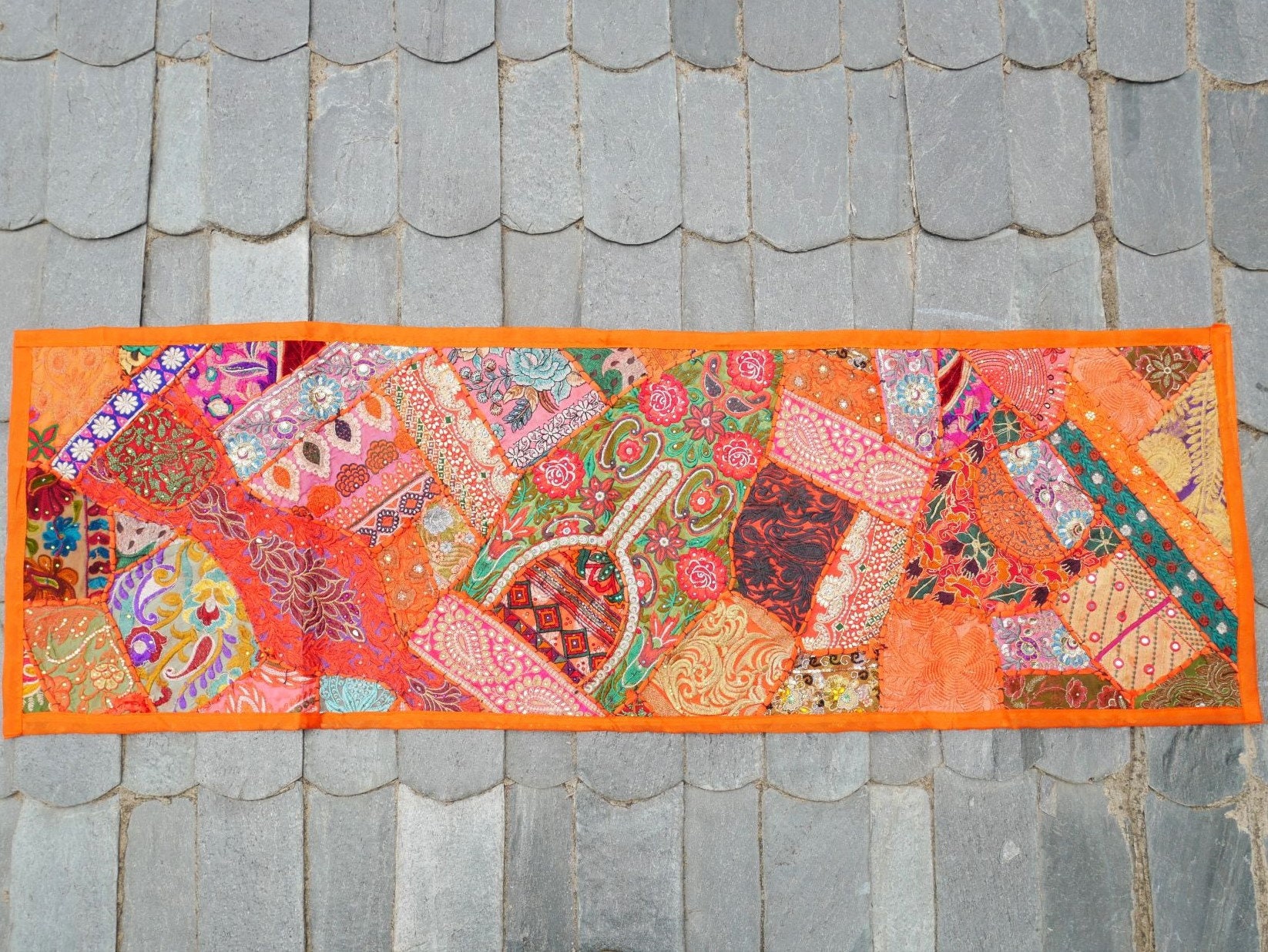 Boho Tapestry Wall Hanging Table Runner Vintage Sari Etsy