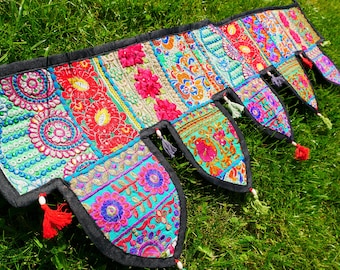 Indischer handbestickter Toran | Vintage Sari Wandbehang | PatchworkTürbehang | Festival Hippie Dekoration | Boho Ethno Deko