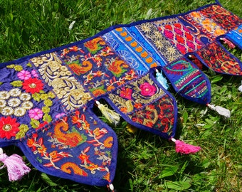 Indischer Toran Patchwork Türdeko | Vintage Sari Wandbehang | Patchwork Türbehang | Festival Hippie Dekoration | Boho Ethno Deko