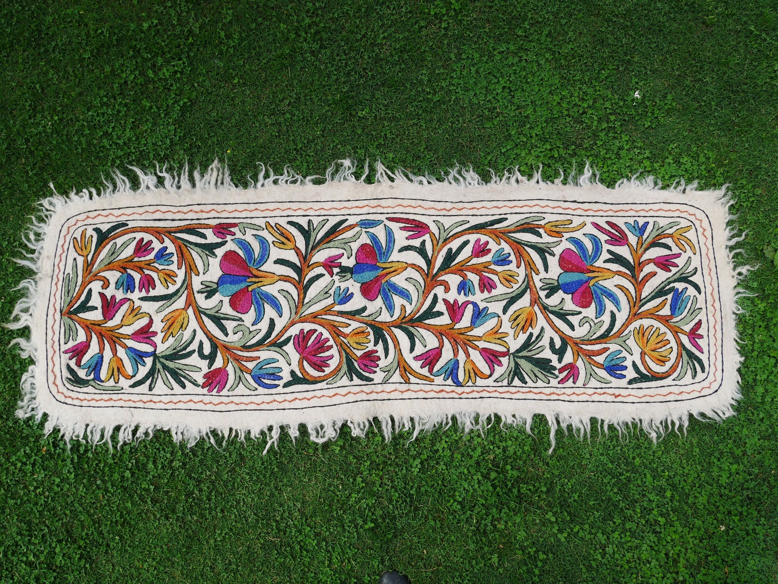 Indian Runner Rug Yoga Rug Long Felt Rug Mat Kashmiri Etsy