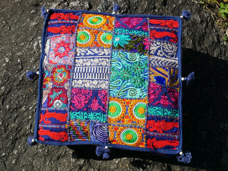 Boho Floor Pillow Blue Floor Pillow Cover Meditation Etsy