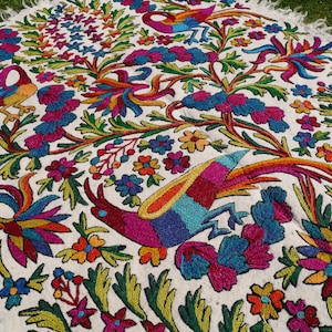 Handmade wool rug &quot;Shalimar&quot; traditional Namda felt rug from Kashmir | hand felted, embroidered 6x4 bohemian floor seating - boho area rug