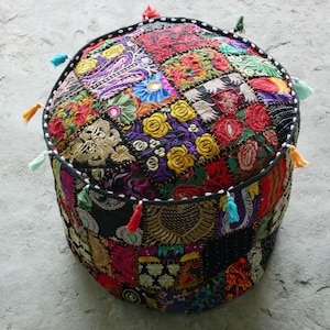 Indian floor pouf - floor pillow cover | pouf cushion seating - patchwork pouf ottoman | Boho floor cushion - Meditation room decor |