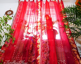 Cortinas indias - cortinas bohemias tipo sari - decoración de ventanas estilo hippie indio | decoración de dormitorio con dosel