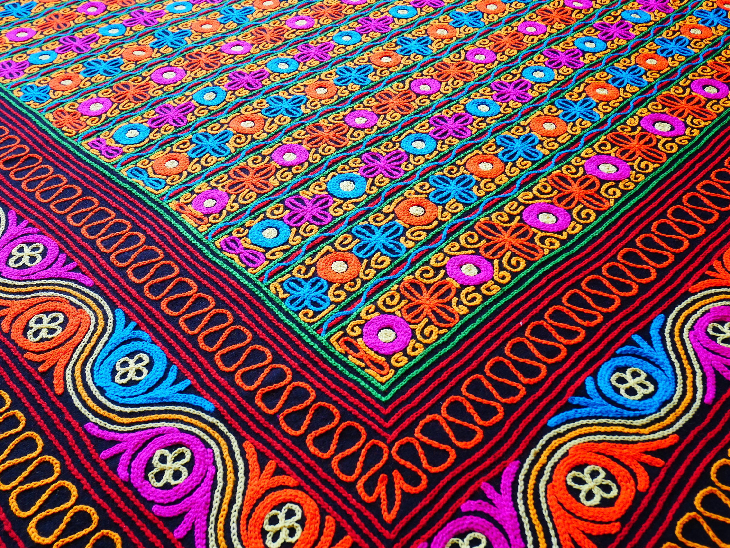 Colorful Wool Rug Handmade Kashmiri gabba