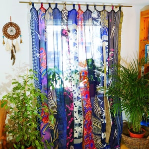 Rideaux indiens rideaux boho rideaux sari décoration de fenêtre Inde hippie Rideau à baldaquin décoratif pour chambre à coucher image 7