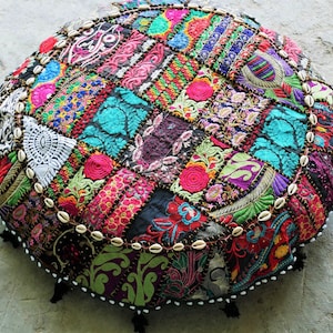 Round floor pillow Indian style floor seating - Meditation cushion - Cover only- Bohemian Floor cushion for Hippie home decor -