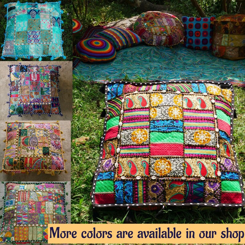 Square Floor Pillow boho Jungle Large Bohemian Etsy