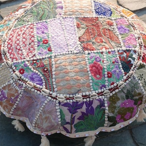 Large floor cushion - meditation cushion 24-30 " | round floor pillow cover - boho, hippie decor | Indian floor seating | Cover only image 14
