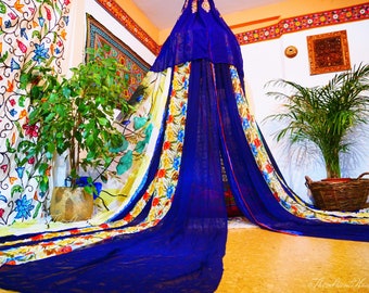 Saree Canopy - Boho hanging tent - Shanti bed canopy | bohemian wedding glamping decor | meditation - floor seating area | hippie camping