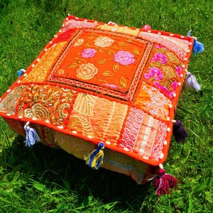 Indian floor pillow - Hippie Meditation cushion cover | Decorative Boho Throw Pillow | Colorful Floor Pillow Cover Indian floor seating image 9