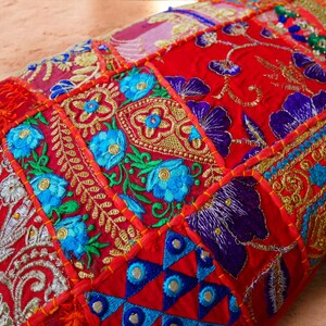 Boho cushion cover Indian throw pillow 24x16 colorful, decorative pillow case for bohemian decor | patchwork pillow hippie cushion COVER image 16