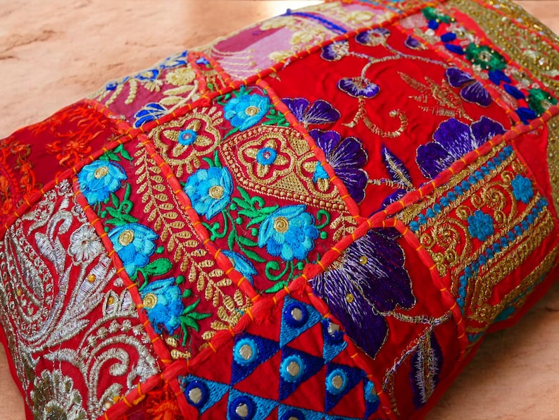 Boho cushion cover Indian throw pillow 24x16 colorful, decorative pillow case for bohemian decor | patchwork pillow hippie cushion COVER image 16