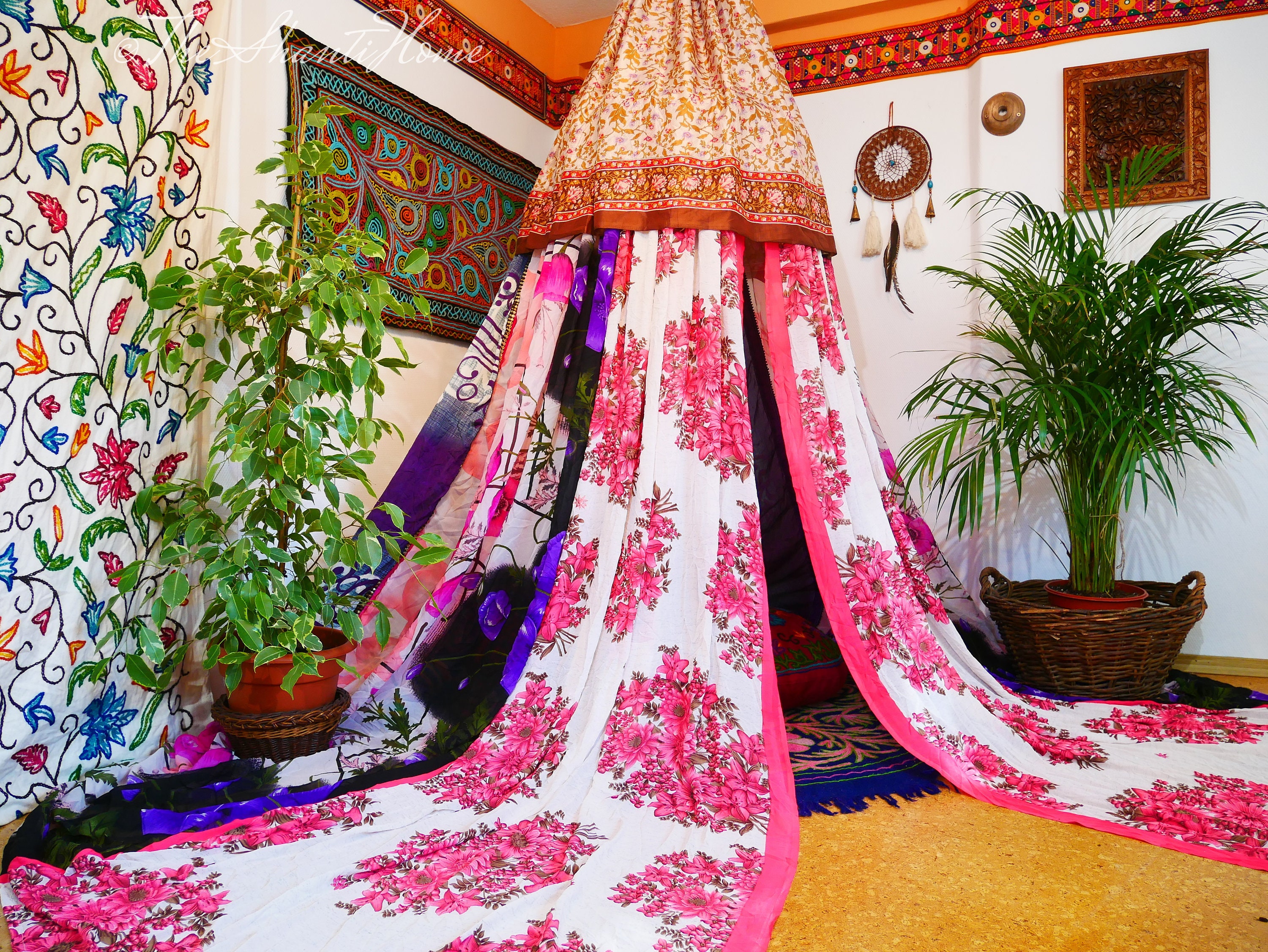 Boho canopy Saree tent bed canopy bohemian wedding backdrop