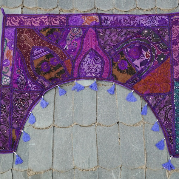 Ręcznie haftowane vintage sari toran, cygańska dekoracja ścienna, wiszące na ścianie boho drzwi wiszące, kolorowa zasłona indyjski baldachim łóżka, festiwal etniczny