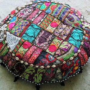 Large floor cushion - meditation cushion 24-30 " | round floor pillow cover - boho, hippie decor | Indian floor seating | Cover only image 8