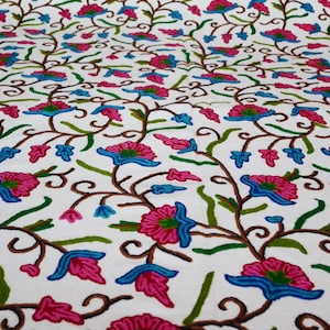 Kashmiri curtain hand embroidered - custom made Chinar leaves | Embroidery curtain drapes hand embroidered - bedroom window curtain panel