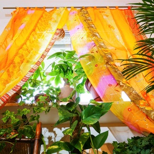 Boho curtain Indian saree curtain | handmade patchwork curtains for bohemian window decor hippie bedroom | bed canopy curtains yoga decor