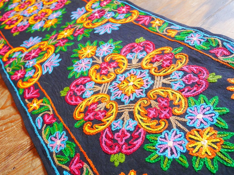 Boho Table Runner Kashmiri Crewel Embroidery Bohemian Wall Etsy Canada