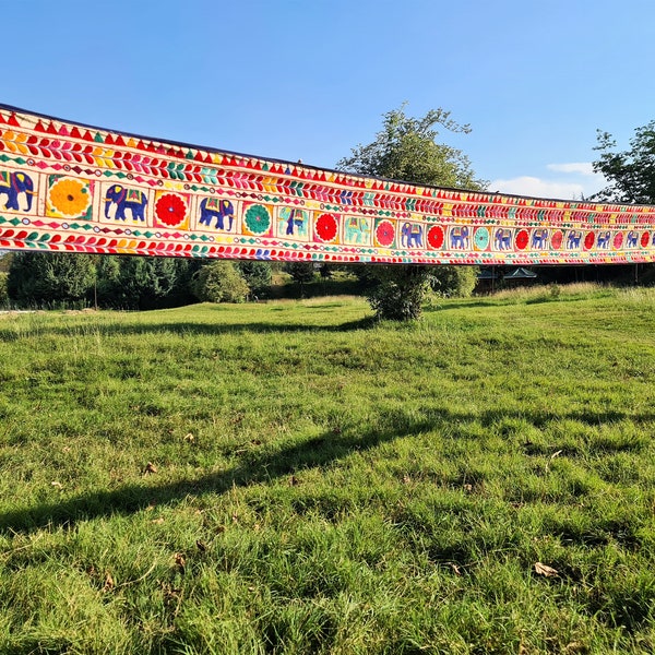 Indischer Toran - Original vintage Eingangs Deko | Einzigartiger Tribal Wandbehang, Fensterdeko, Tür Deko, Festival, Gypsy Toran, Türschmuck