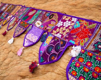 Indian Patchwork Toran 39” or 78” – Maximalist Boho Window Decor | Colorful Hippie Valance