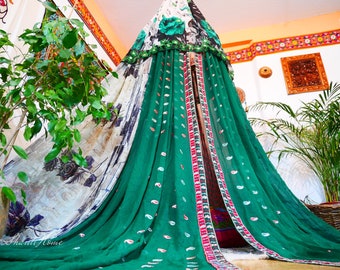 Saree canopy "Shanti" boho tent - Indian bed canopy | Hippie style baldachin - Meditation room - book nook decor - canopy bed curtain