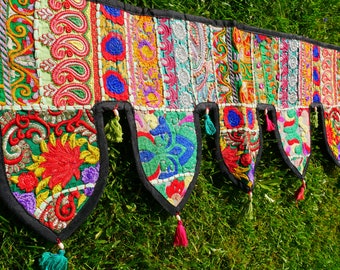 Indian door Toran - boho window valance | Saree patchwork door hanging - hippie wall tapestry - Colorful bohemian home decor