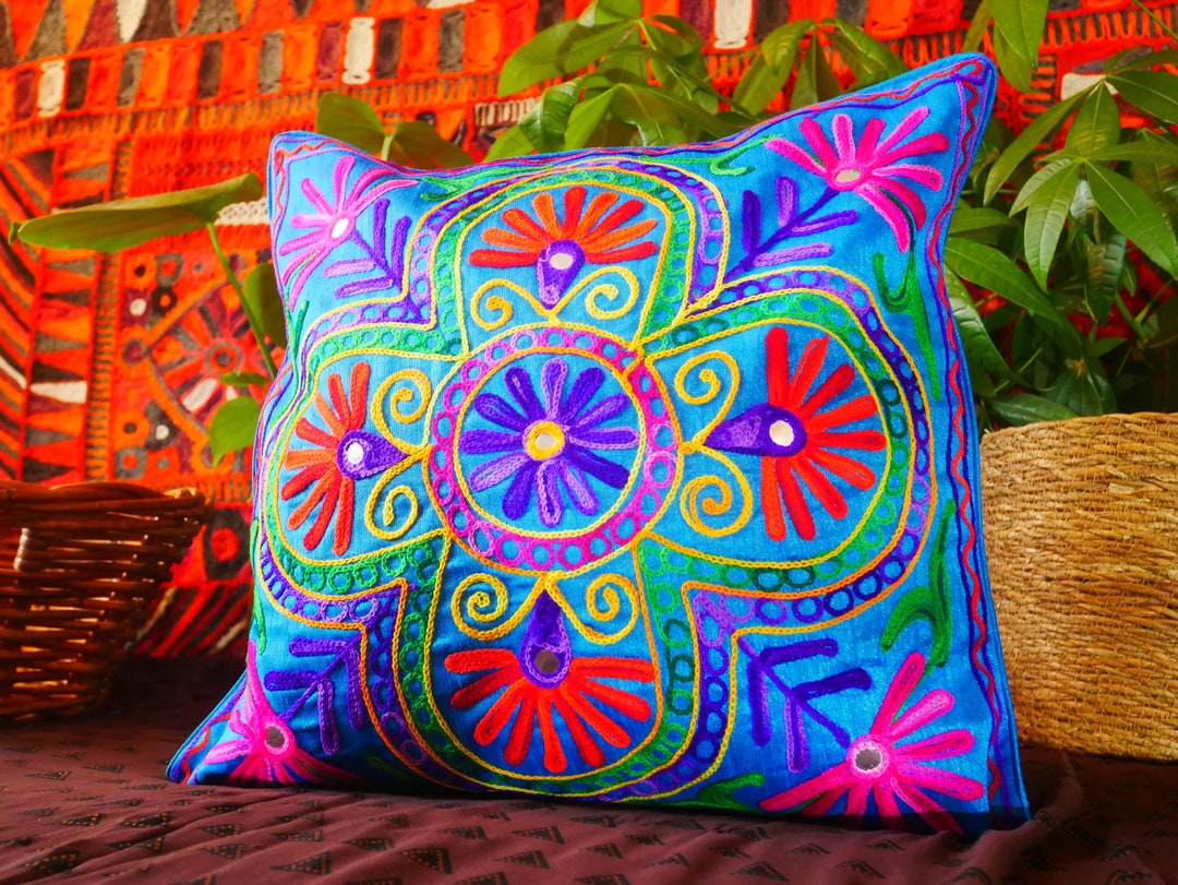 Colorful Hippie Pilow Cover Boho Throw Pillow Indian Decorative Pillow