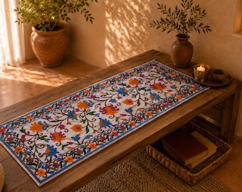 Kashmiri Table Runner & Wall Hanging – Hand Embroidered Crewel